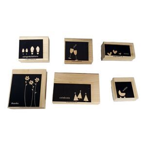 Stampin Up In Any Event Silhouette Wood Mount Rubber Stamps Set of 6 Holidays